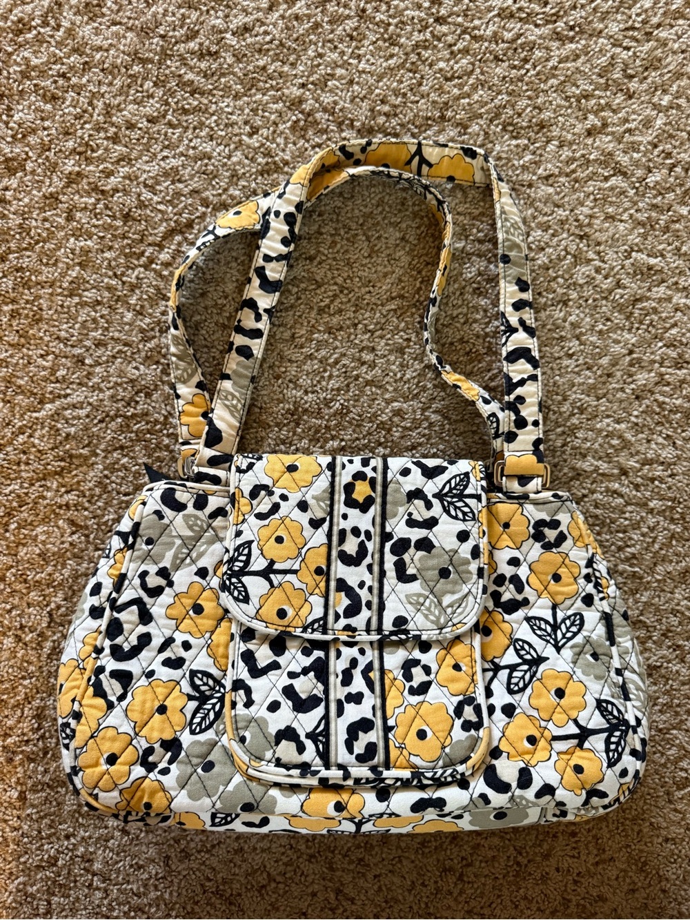 Vera Bradley Whitney Bag Go Wild Shoulder Bag Retired 2013 Floral Leopard
